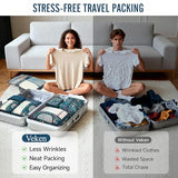 Veken 8 Set Packing Cubes for Travel Essentials,Anti-Wrinkle Buckled Suitcase Organizer for Shoe & Toiletry Bag,Carry On Luggage Bag with 99+ Count Mesh Holes for Airplane & College Dorm Accessories