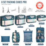 Veken 8 Set Packing Cubes for Travel Essentials,Anti-Wrinkle Buckled Suitcase Organizer for Shoe & Toiletry Bag,Carry On Luggage Bag with 99+ Count Mesh Holes for Airplane & College Dorm Accessories
