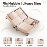 Veken 9/11 Set Compression Packing Cubes for Travel Essentials,Compressible Expandable Large Luggage Suitcase Organizer Bags for Clothing,Durable Space Saver Storage Bags with Toiletry Bags(Beige)