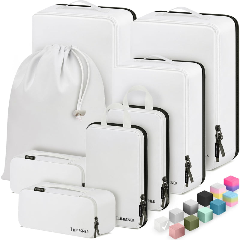 Velaybor 8 Set Compression Packing Cubes for Travel, Waterproof Luggage Organizers, Suitcase Organizer Set for Carry - On & Checked Baggage, Travel Accessories for Men & Women