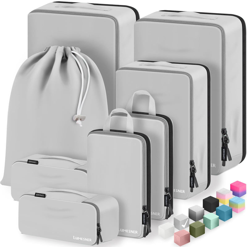 Velaybor 8 Set Compression Packing Cubes for Travel, Waterproof Luggage Organizers, Suitcase Organizer Set for Carry - On & Checked Baggage, Travel Accessories for Men & Women