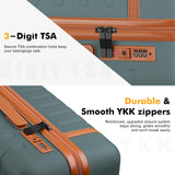 Velaybor Luggage Sets 3 Piece with Spinner Wheels, Lightweight PC Hardside Suitcase with TSA Lock & YKK Zippers, 20 Inch Carry On Luggage with Travel Bag for Men and Women, Army Green