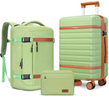 Velaybor Luggage Sets 3 Piece with Spinner Wheels, Lightweight PC Hardside Suitcase with TSA Lock & YKK Zippers, 20 Inch Carry On Luggage with Travel Bag for Men and Women, Avocado Green