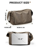 VENATIN Vintage Canvas Messenger Bag for Men & Women, Large Crossbody Shoulder Bag Leisure Shoulder Sling Bags Handbag for Travel, Business Bookbag Fits 15.6 inch Laptop, Khaki
