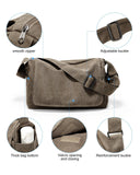 VENATIN Vintage Canvas Messenger Bag for Men & Women, Large Crossbody Shoulder Bag Leisure Shoulder Sling Bags Handbag for Travel, Business Bookbag Fits 15.6 inch Laptop, Khaki