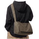 VENATIN Vintage Canvas Messenger Bag for Men & Women, Large Crossbody Shoulder Bag Leisure Shoulder Sling Bags Handbag for Travel, Business Bookbag Fits 15.6 inch Laptop, Khaki