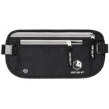VENTURE 4TH Money Belt for Travel – Hidden Under - Clothes RFID Blocking Passport Holder & Slim Travel Wallet Pouch for Men & Women to Protect Cash, Cards & Documents (Black)