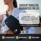 VENTURE 4TH Money Belt for Travel – Hidden Under - Clothes RFID Blocking Passport Holder & Slim Travel Wallet Pouch for Men & Women to Protect Cash, Cards & Documents (Black)