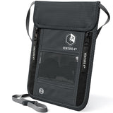 VENTURE 4TH Neck Wallet for Women & Men – RFID Blocking Passport Holder for Travel, Hidden Neck Pouch with 6 Compartments, Slim Lightweight Travel Organizer with Adjustable Strap (Gray)