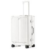 VentureVault Carry On Luggage 22x14x9 Airline Approved Aluminum Frame, 20 Inch Hard Shell Carry On Luggage, Suitcase Carry - on Zipperless Luggage, TSA Approved (White)