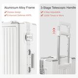 VentureVault Carry On Luggage 22x14x9 Airline Approved Aluminum Frame, 20 Inch Hard Shell Carry On Luggage, Suitcase Carry - on Zipperless Luggage, TSA Approved (White)