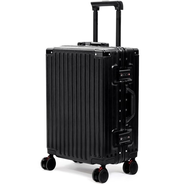 VentureVault Carry On Luggage 22x14x9 Airline Approved, Zipperless Luggage Carry On, Hard Shell Suitcases with TSA Lock, Lightweight Carry On Suitcases with Aluminum Frame (black, 20inch)