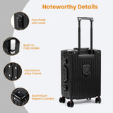VentureVault Carry On Luggage 22x14x9 Airline Approved, Zipperless Luggage Carry On, Hard Shell Suitcases with TSA Lock, Lightweight Carry On Suitcases with Aluminum Frame (black, 20inch)