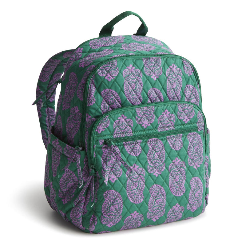 Vera Bradley Women's Bancroft Backpack - Premium Cotton, Iconic Paisley Green Jacket, One Size