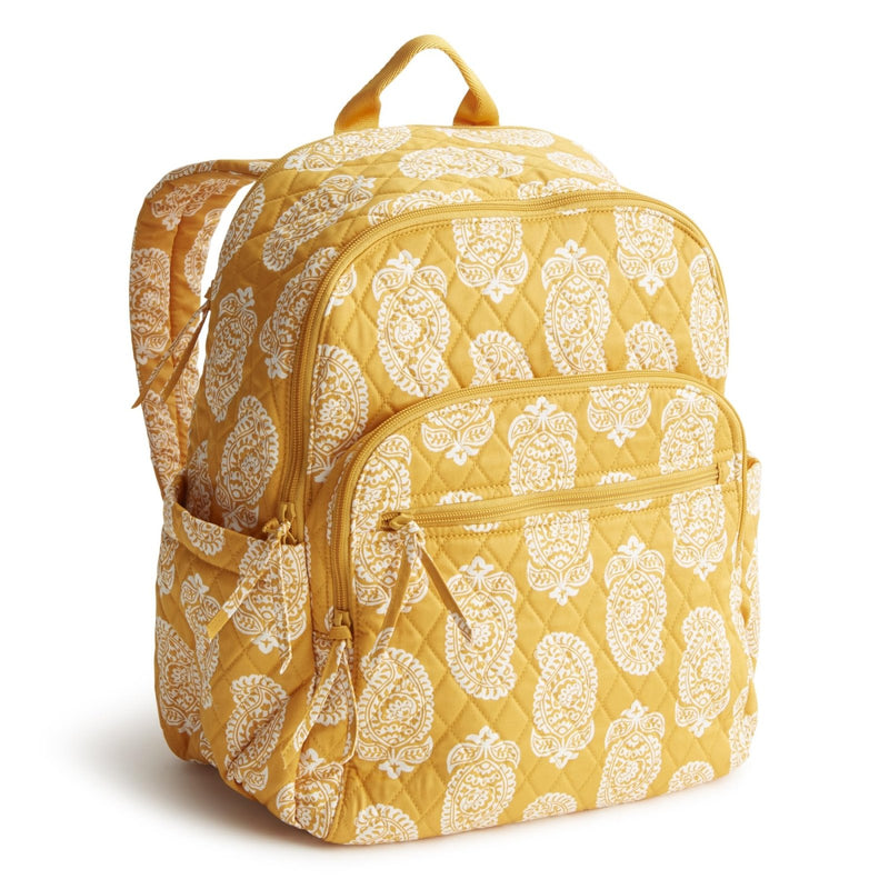 Vera Bradley Women's Bancroft Backpack - Premium Cotton, Iconic Paisley Sunflower, One Size