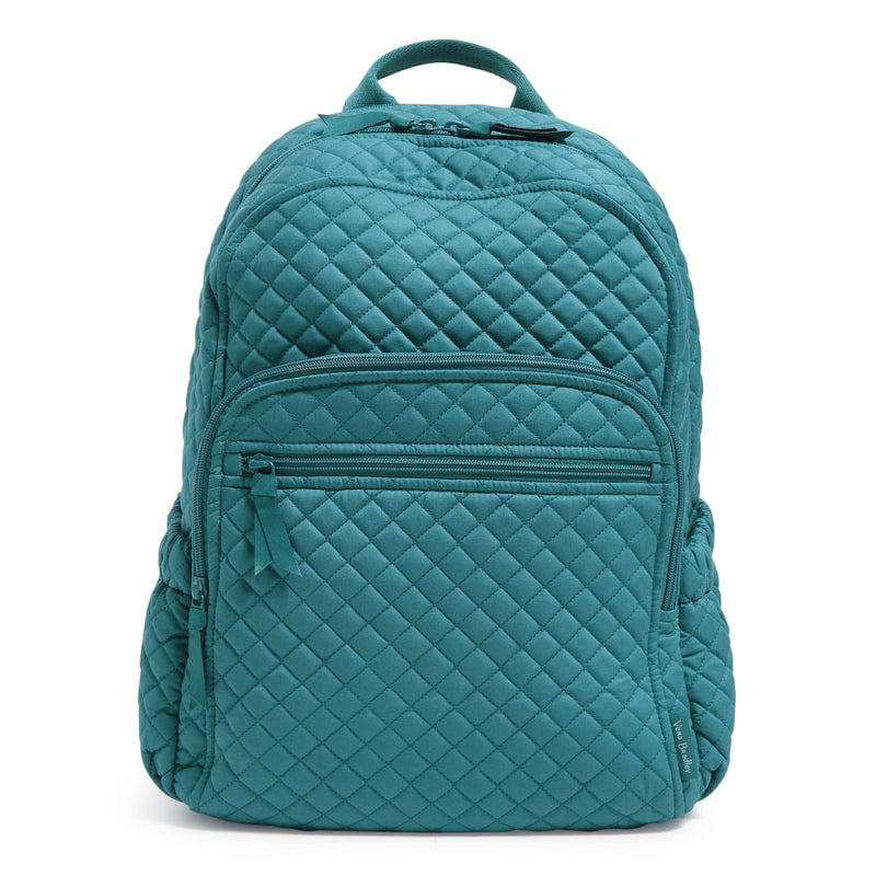 Vera Bradley Women's Cotton Campus Backpack, Forever Green - Recycled Cotton, One Size
