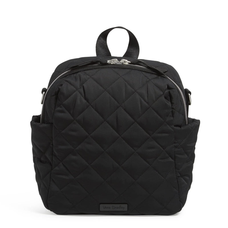 Vera Bradley Women's Performance Twill Convertible Small Backpack, Black, One Size