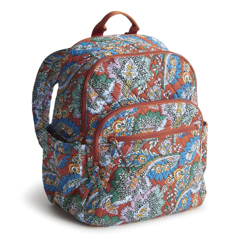 Vera Bradley Women's Premium Cotton Bancroft Backpack, Flowers + Feathers, One Size