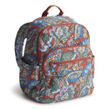 Vera Bradley Women's Premium Cotton Bancroft Backpack, Flowers + Feathers, One Size