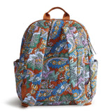 Vera Bradley Women's Premium Cotton Bancroft Backpack, Flowers + Feathers, One Size