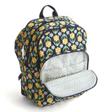 Vera Bradley Women's Premium Cotton Large Bancroft Backpack, Daffodils, One Size