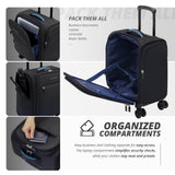 Verage 14.5 inch Underseat Carry On Luggage with Wheels, Black Softside Small Suitcase Spinner Wheeled Rolling Travel Laptop Bag for Airlines Airplanes Short Trip Men Women