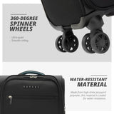 Verage 14.5 inch Underseat Carry On Luggage with Wheels, Black Softside Small Suitcase Spinner Wheeled Rolling Travel Laptop Bag for Airlines Airplanes Short Trip Men Women