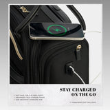 Verage 18x14x8in Spinner Underseat Carry - On Luggage - Airplane Personal Item Bag, USB A&C Charging Port, Padded Laptop Pocket & Wet/Dry Compartments for Women, Classic Black