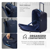 Verage Under Seat Luggage with Wheels, Softside Expanable Small Suitcase Carry On Luggage Bags for Airlines Airplanes Short Trip Men Women (Navy, 16 - Inch Rolling Underseat)