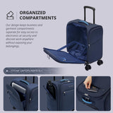 Verage Underseat Carry On Luggage with Wheels & USB Port,14 inch Wheeled Spinner Bag Carry - on Luggages for Airlines, Lightweight Suitcase Men Women, Pilots and Crew (14.5 - Inch Plus Underseat Pro)