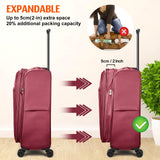 Verdi Softside Expandable 24 Inch Luggage with Spinner Wheels Lightweight Suitcase (Burgundy, Checked - Large 24 - Inch)