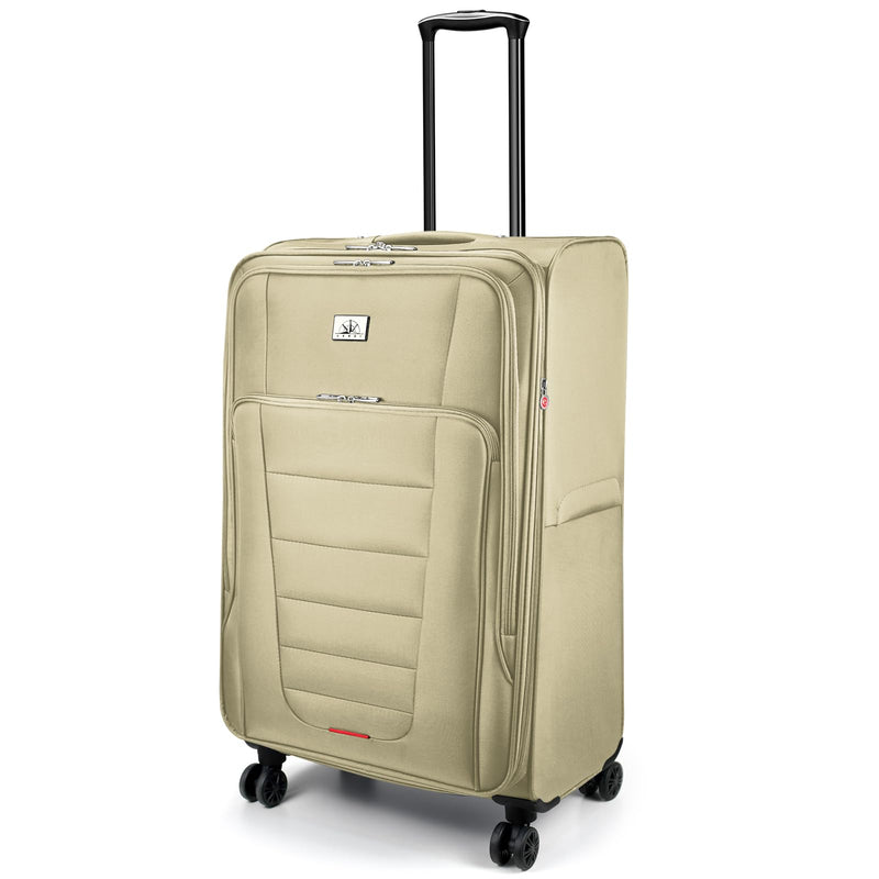 Verdi Softside Expandable 28 Inch Luggage with Spinner Wheels Lightweight Large Suitcase (Khaki, Checked - Large 28 - Inch)
