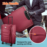 Verdi Softside Expandable 28 Inch Luggage with Spinner Wheels Lightweight Travel Suitcase (Burgundy, Checked - Large 28 - Inch)