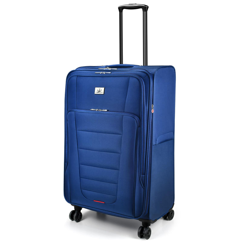 Verdi Softside Expandable 28 Inch Luggage with Spinner Wheels Lightweight Travel Suitcase (Navy, Checked - Large 28 - Inch)