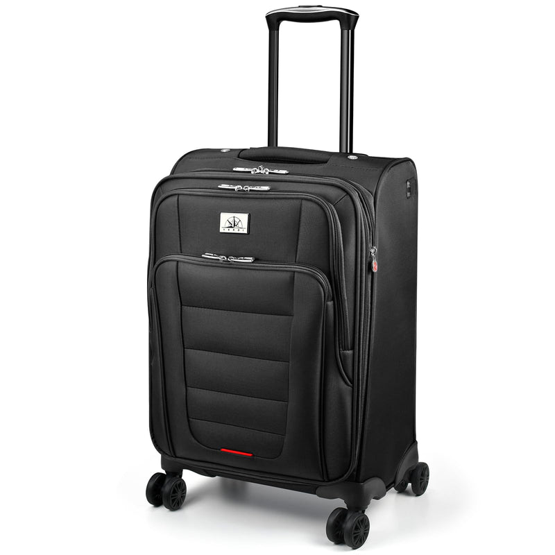 Verdi Softside Expandable Carry - On Luggage with Spinner Wheel USB Port Lightweight (Black, 20 - Inch Carry - On)