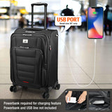 Verdi Softside Expandable Carry - On Luggage with Spinner Wheel USB Port Lightweight (Black, 20 - Inch Carry - On)