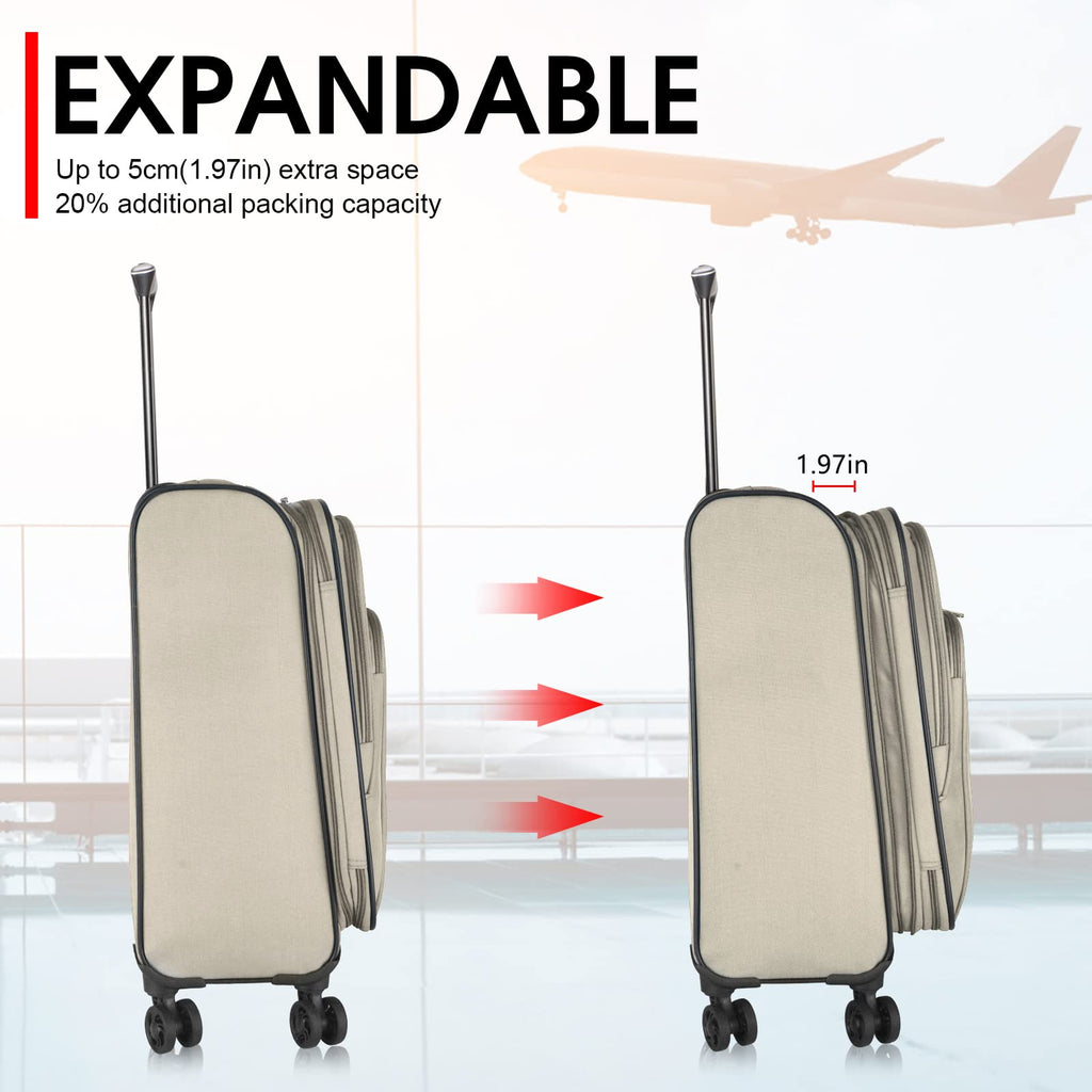 Verdi Travel Carry On Luggage with Spinner Wheels Softshell Lightweight Expandable 20 Inch Suitcase with USB Charging Port and 8 - wheel Spinners Carryon Bag