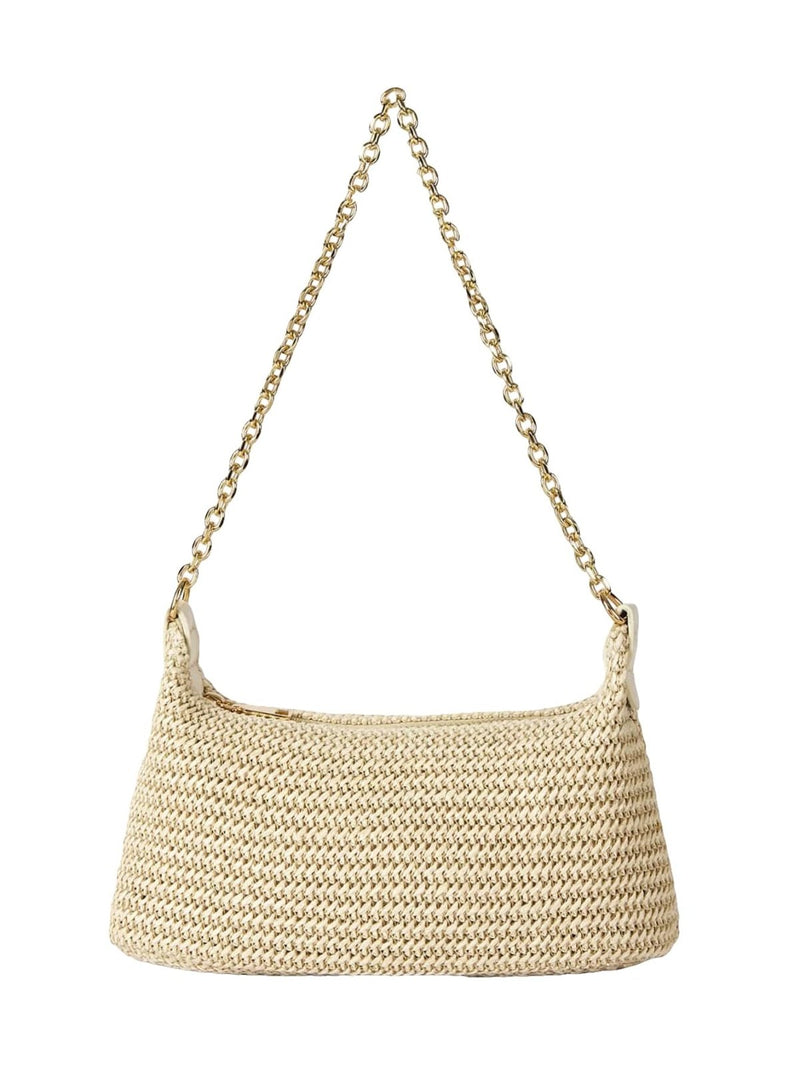Verdusa Women's Straw Woven Shoulder Bag Tote Handbag Summer Beach Purse Vacation Bags Beige One Size