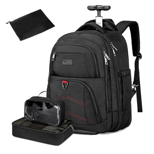 Vessgra Backpack for Men 45L Rolling Backpack, 17.3 Inch Travel Backpack, 4-Wheel Spinner Design Laptop Backpack for Men Work | Backpacks4Less