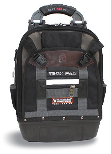 Veto Pro Pac Tech Pac Tool Backpack – Heavy-Duty Weatherproof Tool Bag with 46 Pockets, Waterproof Molded Base & Ergonomic Padded Straps & EVA Back Padding for Technicians and Contractors