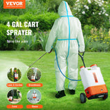 VEVOR 4 Gallon Battery Powered Backpack Sprayer with Wheeled Cart, Adjustable 0 - 94 PSI, 13FT Hose, 6 Nozzles, 2 Wands Included, Wide Mouth Lid for Weeding, Cleaning, Long Spray Time Without Fatigue