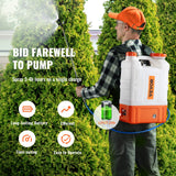 VEVOR 4 Gallon Battery Powered Backpack Sprayer with Wheeled Cart, Adjustable 0 - 94 PSI, 13FT Hose, 6 Nozzles, 2 Wands Included, Wide Mouth Lid for Weeding, Cleaning, Long Spray Time Without Fatigue
