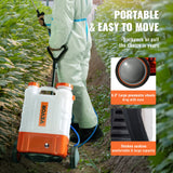 VEVOR 4 Gallon Battery Powered Backpack Sprayer with Wheeled Cart, Adjustable 0 - 94 PSI, 13FT Hose, 6 Nozzles, 2 Wands Included, Wide Mouth Lid for Weeding, Cleaning, Long Spray Time Without Fatigue