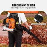 VEVOR Backpack Leaf Blower, 52CC 2 - Cycle Leaf Blower with 1.37L Fuel Tank, 480CFM Air Volume 175MPH Speed, Ideal for Lawn Care, Leaf Cleaning, and Snow Removal