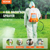 VEVOR Battery Powered Backpack Sprayer, 0 - 90 PSI Adjustable Pressure, 4 Gallon Tank, Back Pack Sprayer with 8 Nozzles and 2 Wands, 12V 8Ah Battery, Wide Mouth Lid for Weeding, Spraying, Cleaning