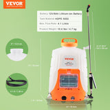 VEVOR Battery Powered Backpack Sprayer, 0 - 90 PSI Adjustable Pressure, 4 Gallon Tank, Back Pack Sprayer with 8 Nozzles and 2 Wands, 12V 8Ah Battery, Wide Mouth Lid for Weeding, Spraying, Cleaning