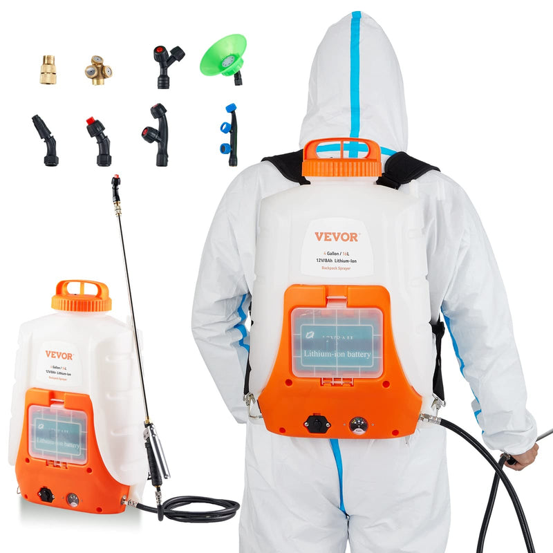 VEVOR Battery Powered Backpack Sprayer, 0 - 90 PSI Adjustable Pressure, 4 Gallon Tank, Back Pack Sprayer with 8 Nozzles and 2 Wands, 12V 8Ah Battery, Wide Mouth Lid for Weeding, Spraying, Cleaning