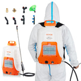 VEVOR Battery Powered Backpack Sprayer, 0 - 90 PSI Adjustable Pressure, 4 Gallon Tank, Back Pack Sprayer with 8 Nozzles and 2 Wands, 12V 8Ah Battery, Wide Mouth Lid for Weeding, Spraying, Cleaning