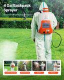 VEVOR Battery Powered Backpack Sprayer, 4 Gallons Electric Lawn Sprayer with 8 Nozzles & 2 Telescopic Wands, 90PSI Adjustable Pressure, 4 - 6 Hour Runtime, Yard Sprayers for Lawn and Garden