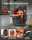 VEVOR Rolling Tool Backpack, 110 lbs Load Capacity, 72 Pockets Heavy Duty Roller Tool Bag on Wheels, Adjustable Telescoping Handle & Stable Base, Toolbag Organizers for Construction, Mechanic